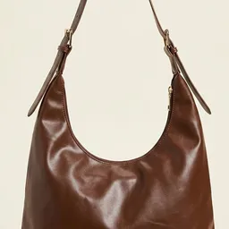 Elegante Borsa Hobo Donna Color Marrone Caldo con Dettagli Gold