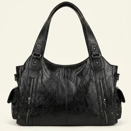 Borsa Hobo a Spalla con Tasche Zip Nero