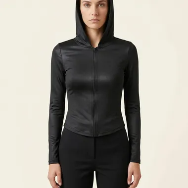 Giacca Slim Fit con Cappuccio e Zip: Eleganza Sportiva e Silhouette Definita