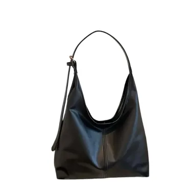Borsa a Spalla Morbida Effetto Pelle Nera
