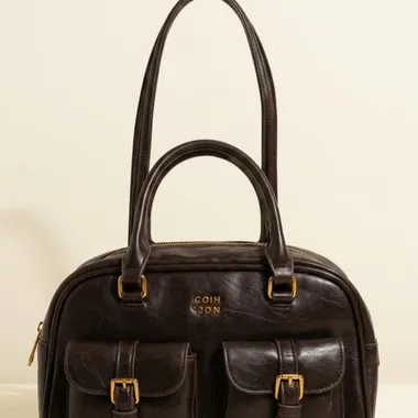 Borsa Bauletto Vintage Chic Marrone con Doppie Tasche