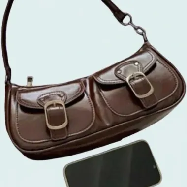 Borsetta a Spalla Doppia Tasca Marrone