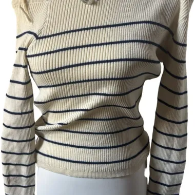 Maglione asimmetrico a righe Bianco e Blu