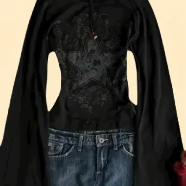 Top Y2K con silhouette corsetto Nero