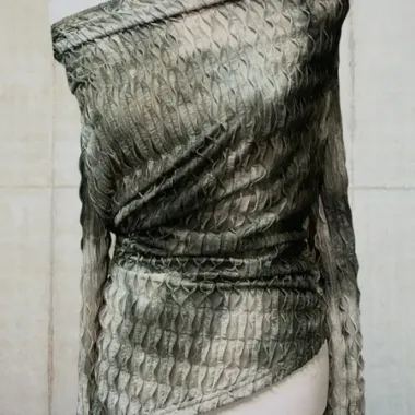 Top Monospalla Drappeggiato Verde