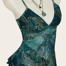 Top Canotta Y2K Semitrasparente Verde