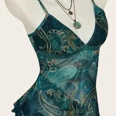 Top Canotta Y2K Semitrasparente Verde