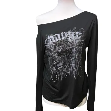 T-shirt Donna Monospalla Stampata Nero