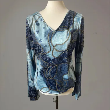 T-shirt in Raso Fantasia Blu