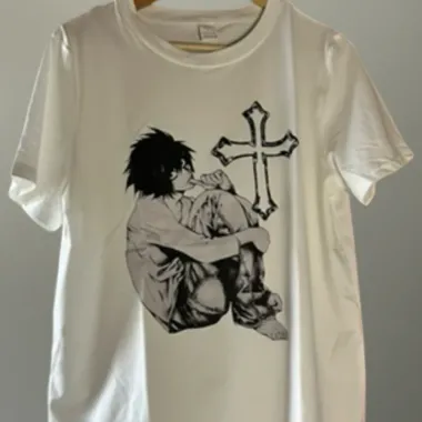 T-shirt Donna Stampa Death Note "L" Bianca