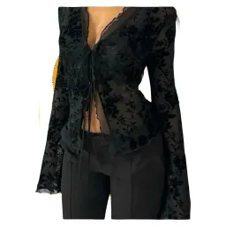 Camicia in Chiffon Floreale Devore Nero