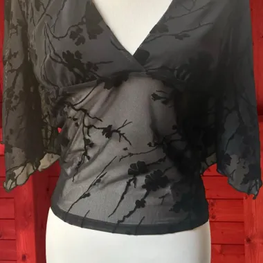 Top in Chiffon Floreale Nero