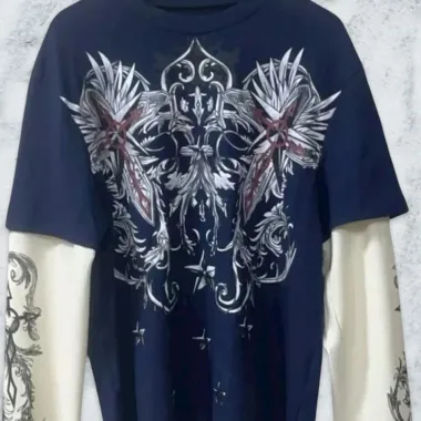 T-shirt Grafica Baroque Blu Marino