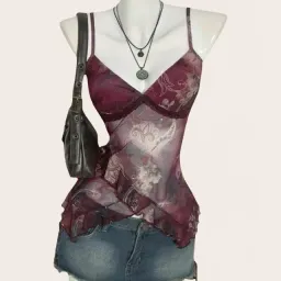 Canottiera Boho Paisley in Borgogna