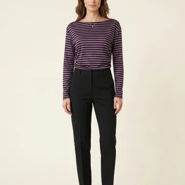 Top Monospalla Drappeggiato a Righe Viola