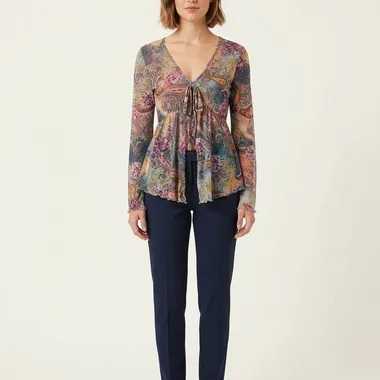 Abito Mini in Chiffon Fantasia Paisley Multicolor